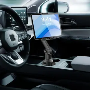 Car Cup Holder Tablet Mount for 4-13" iPad & Phone, Universal Truck Cup Tablet Mount with Adjustable Arm for iPad Pro 12.9 9.7 Air Mini, Galaxy Fold 4 3, Kindle Fire HD, Car Cellphone Mount, Car Mount Smartphone