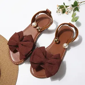 Women's sandals for summer，Elegant Comfortable Women's Sandals，Spring/Summer 2026 Versatile Flat Sandals: Bow-Embellished Roman Style