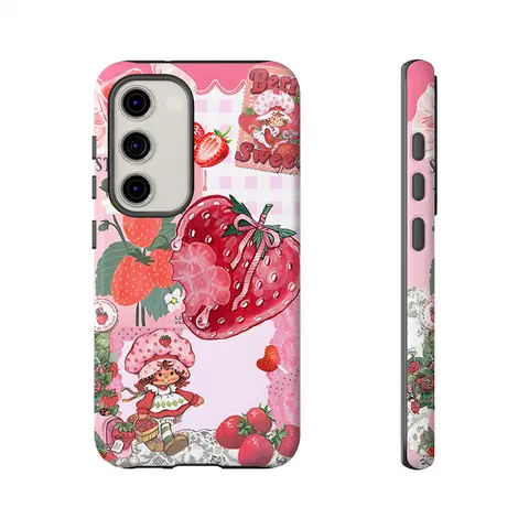 Strawberry Shortcake Phone Case,Shockproof Rugged Cover Dual Layer Soft TPU Hard Bumper Shell for Samsung S26 S25 S24 S23 S22 S21 NOTE20 Ultra A71 A56 A36 Plus FE A06 A13 A14 A15 A16 A23 A25 A26 A34 A52 A53 A54 A55 Edge
