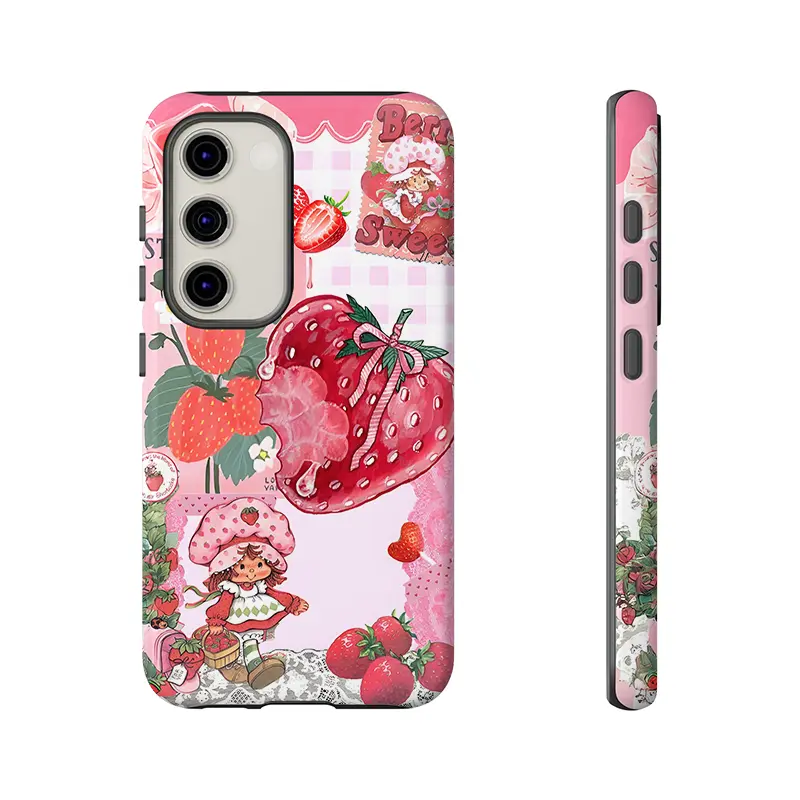 Strawberry Shortcake Phone Case,Shockproof Rugged Cover Dual Layer Soft TPU Hard Bumper Shell for Samsung S26 S25 S24 S23 S22 S21 NOTE20 Ultra A71 A56 A36 Plus FE A06 A13 A14 A15 A16 A23 A25 A26 A34 A52 A53 A54 A55 Edge