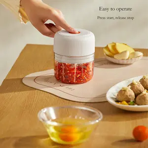Cordless Electric Mini Food Processor - 250ml White Garlic Chopper, Portable Veggie Grinder for Ginger, Chili, Meat