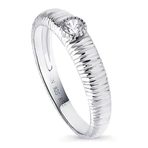 BERRICLE Sterling Silver Solitaire Engagement Promise Rings for Her, Milgrain Bezel Set Round Cut Cubic Zirconia CZ Ring