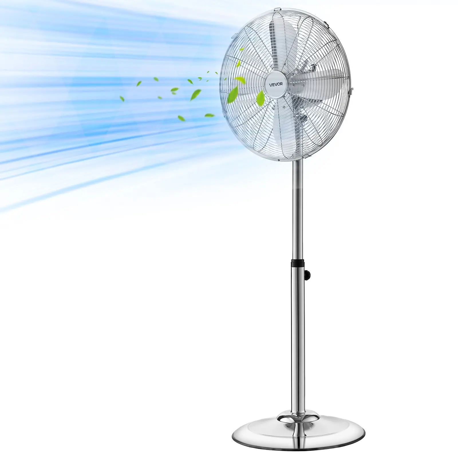 【Summerfinds】VEVOR 16-In Powerful Turbo High Velocity Metal Oscillating Stand Fan, 1450 CFM Industrial Pedestal Fan with Handle, 75° Oscillation, 3-Speed, Adjustable Height for Garage, Commercial Workshop Cooling, Powerful Turbo Fan