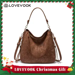 【Valentine's Day Gift】Realer Hobo Crossbody Bags for Women,Large Capacity PU Leather Purse,High Quality Bucket handbag with 2 side zipper pockets,Retro flap messenger bag,perfect for shopping,dating and business,TikTokShopJumpstartSale