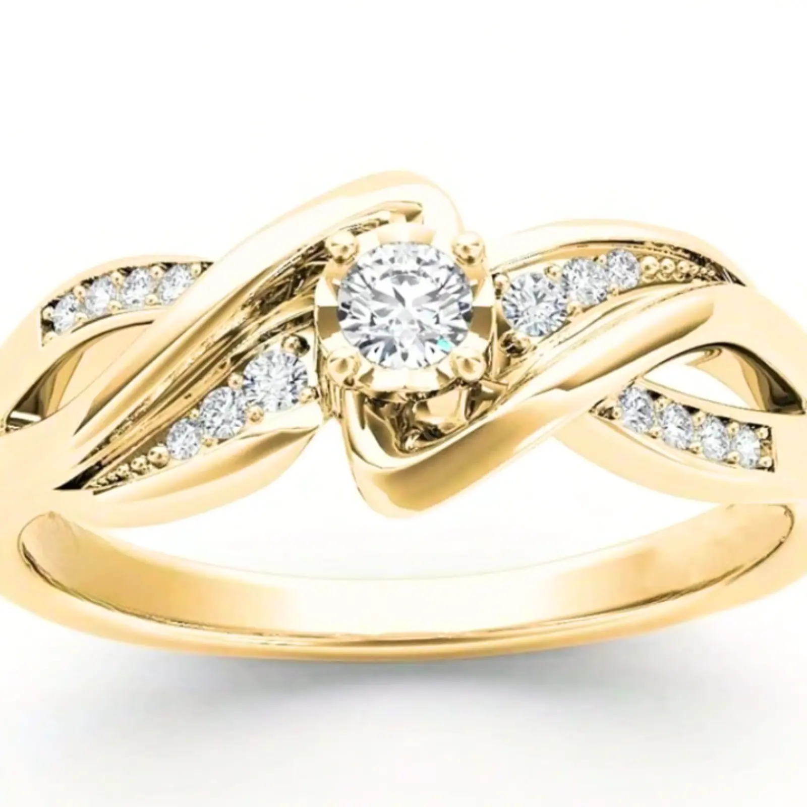 18k Gold Plated Diamond Engagement Ring, Elegant Engagement Ring for Women for Daily Wear, Party, Gift