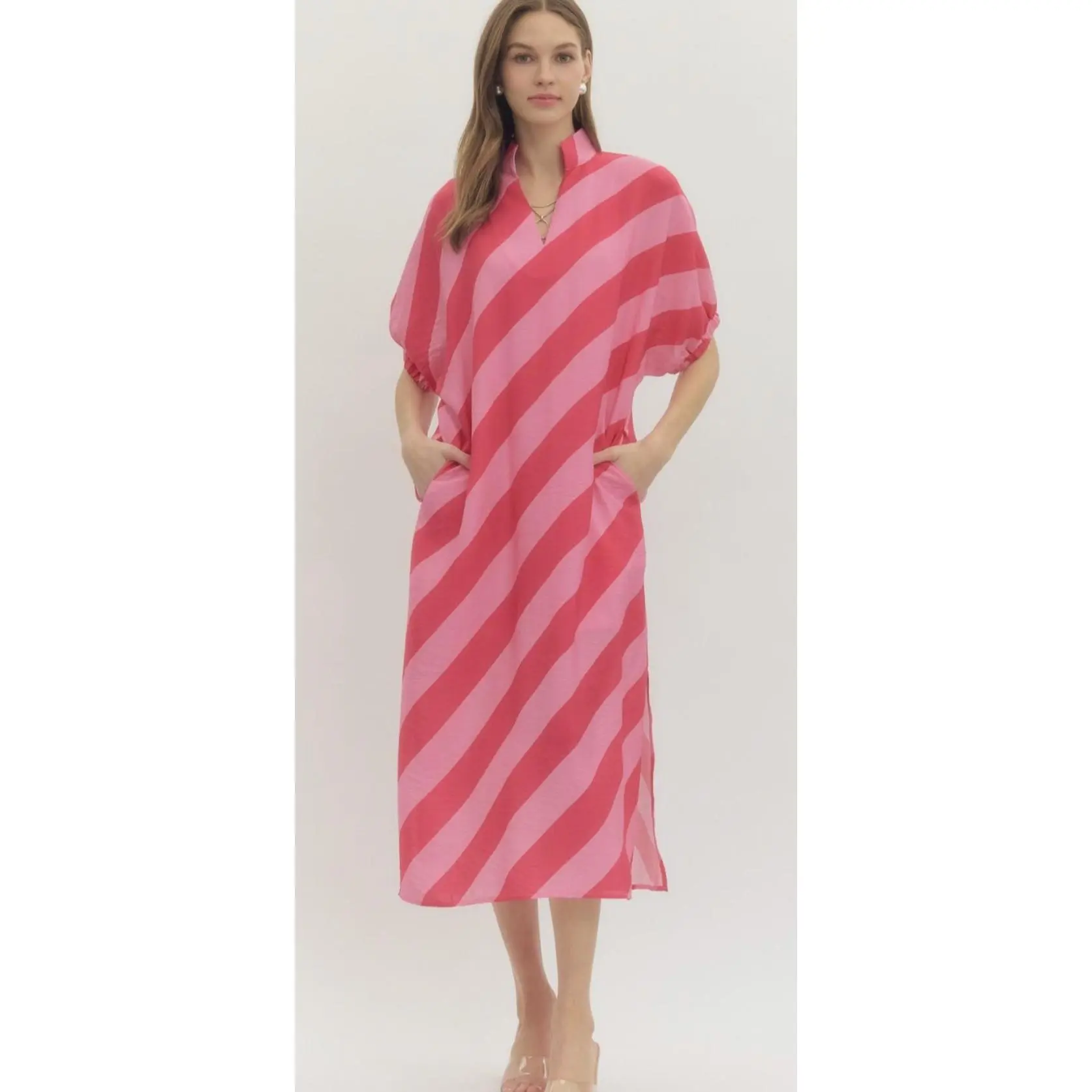Entro pink/red maxi dress