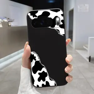 Moo Print Design Pattern Rounded Edge Phone Case for Google Pixel 10 9 8 7 Pro A XL Shockproof Full Camera Protection Durable Slim Liquid Silicone Cover Smartphone Casing