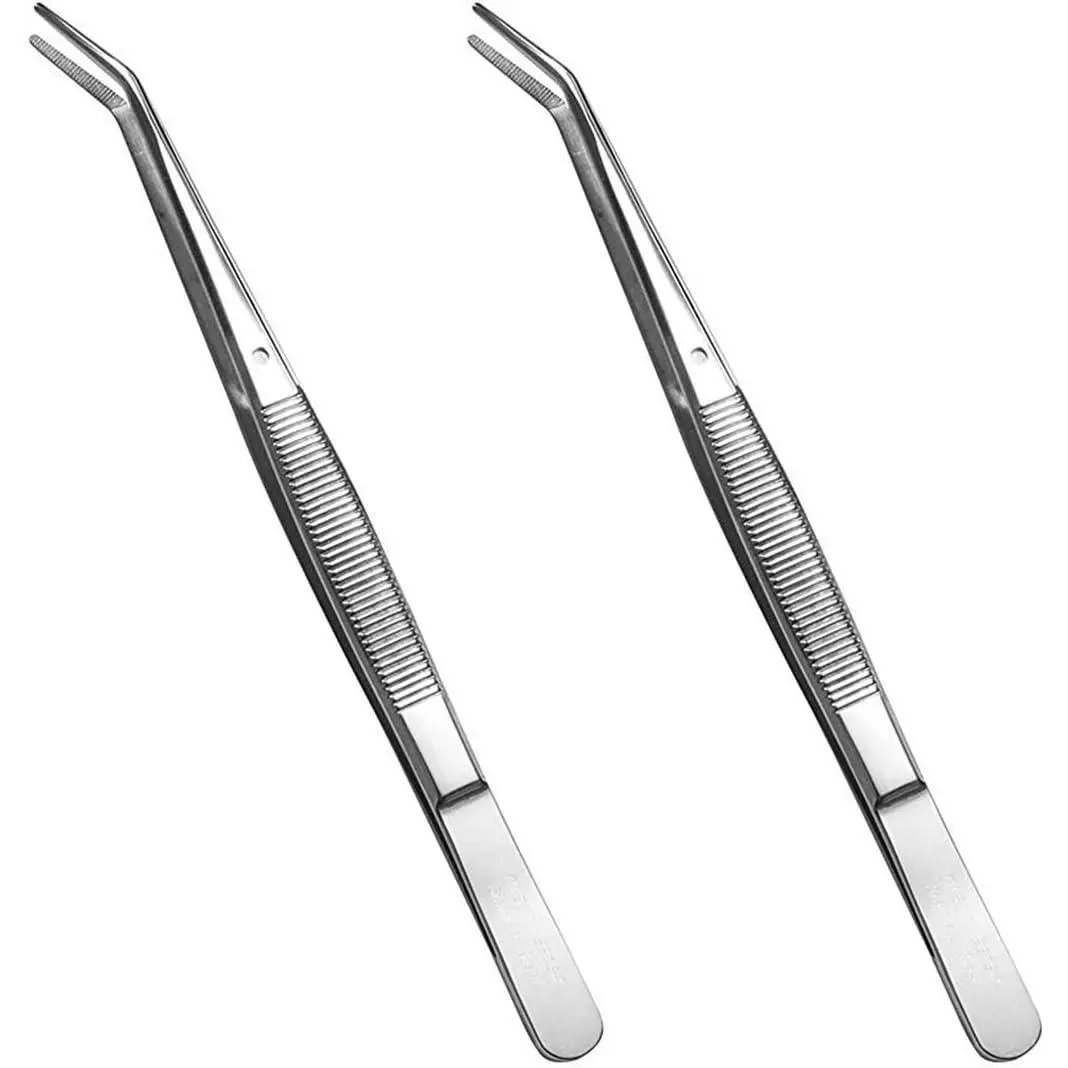 Stainless Steel Tweezers, with Curved Serrated Tip Multipurpose Tweezers Sewing Machine Tweezers Forceps for Craft Repairing