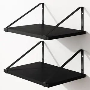 [New Deal] Floating Shelves for Wall - 12 Inch Deep Black Shelves for Bedroom, Living Room, Kitchen, Bathroom, Laundry Room & Decor Storage