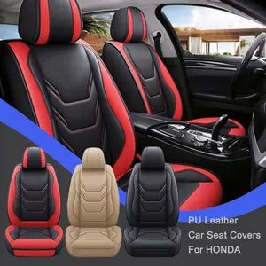 For Honda CR-V CRV Car Seat Covers, PU Leather Full Set 5-Seat Front & Rear Protector, Waterproof Automotive Seat Cover Cushion