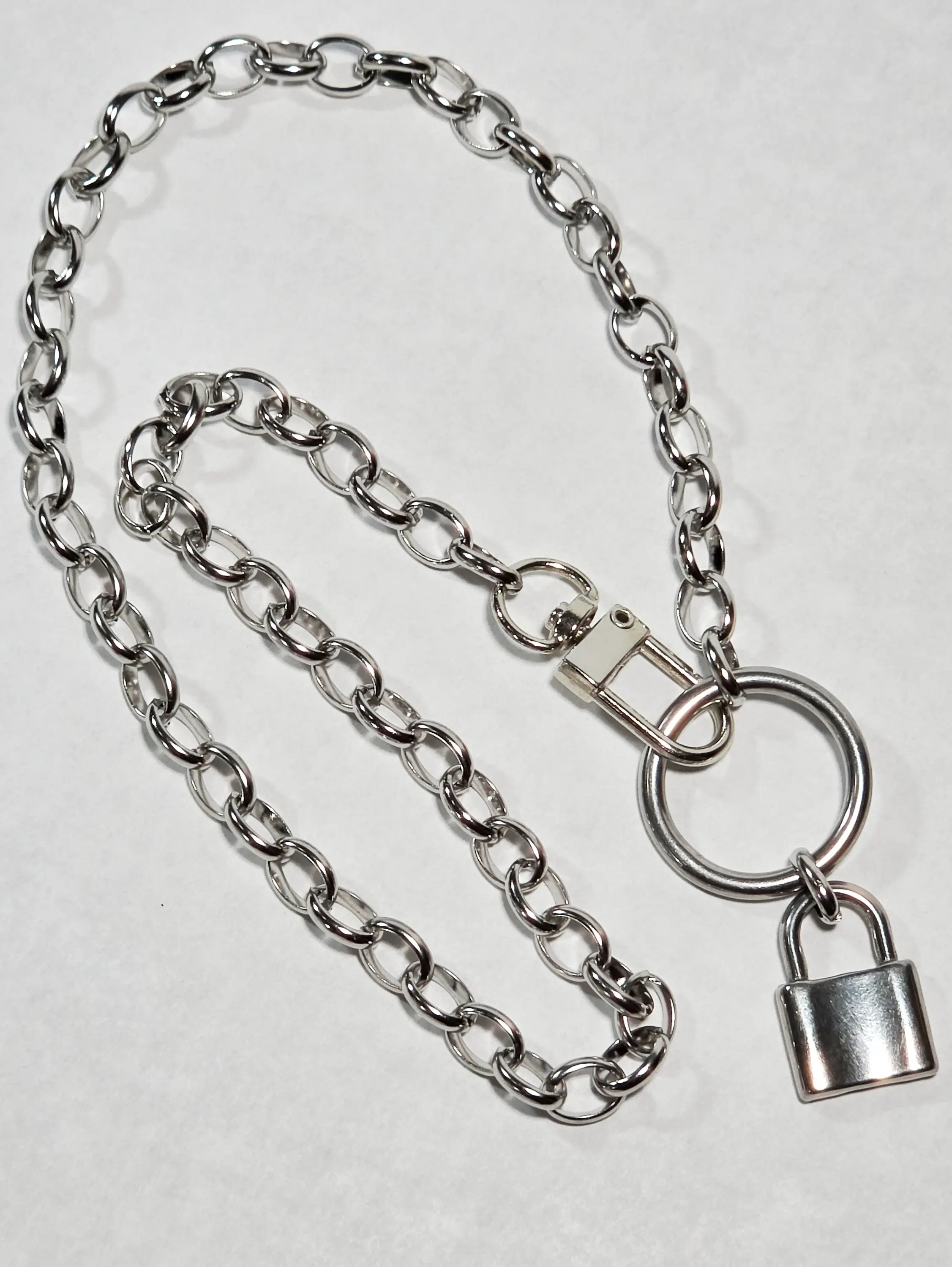 Stainless Steel Chain 17.5" with Clip and Lock Pendant Collar