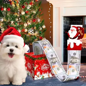 Christmas Surprise Money Gift Box Santa Claus Money Storage for Holiday Party Birthday Festival Creative Present 1 Count