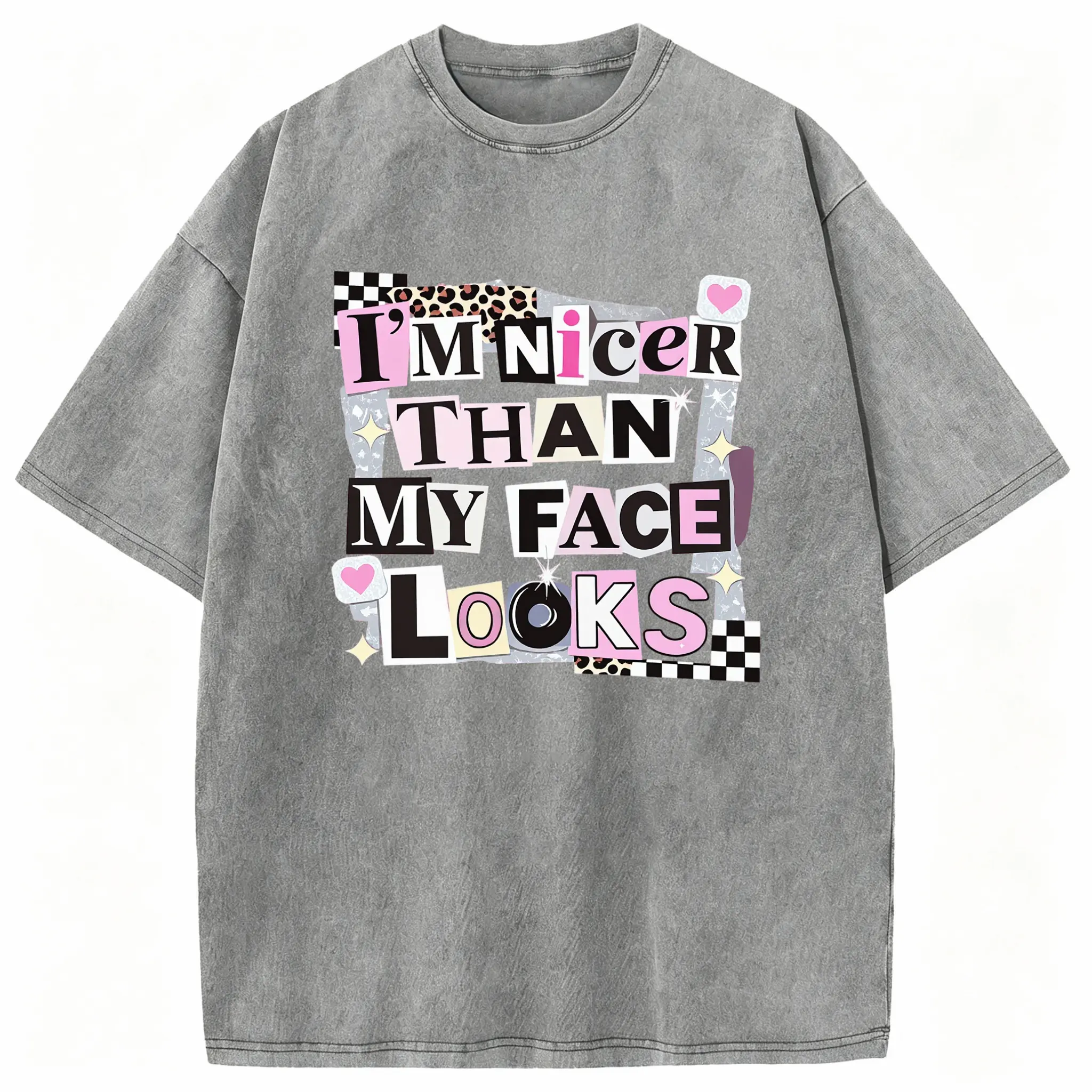 Women's Vintage Graphic T-Shirt, Oversized Acid Wash Heavyweight Cotton Top, Casual Relaxed-Fit Short Sleeve Crewneck for Outdoor Outfits