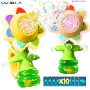 Sunflower Automatic Bubble Machine Toy for Kids, Portable Outdoor Bubble Blower with 10 Bubble Solution Packs, Fun Summer Bubble Maker for Backyard, Party & Outdoor Play