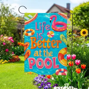 Welcome to Our Pool Garden Flag 12x18 | Double Sided Linen Summer Beach Banner | Pool Party Decor | Backyard Tiki Bar Patio Deck | Tropical Vacation Vibes | 2026 Trending Outdoor Decor outdoorfun