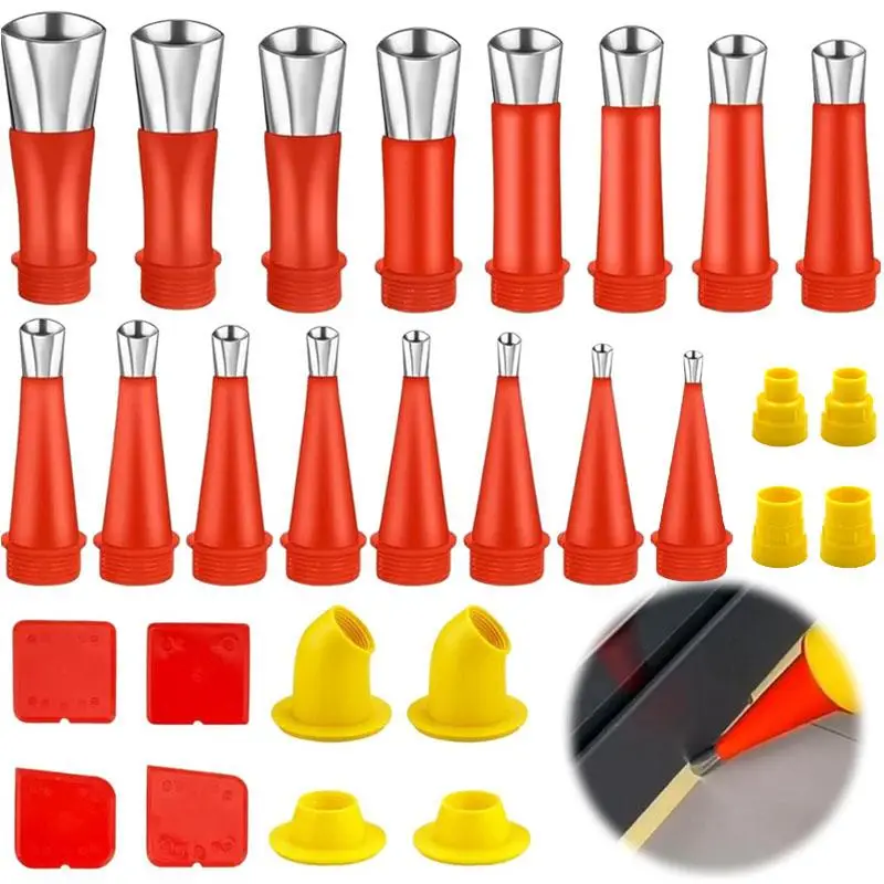 Stainless Steel Sealing Nozzle Set, Portable Sealing Nozzle Applicator Set, Sealant Finishing Tool for Home Kitchen Bathroom