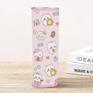 Chiikawa Cartoon 20oz Vacuum Flasks | Stainless Steel Thermos with Flip Straw, Leak Resistant Tumbler, Sealed Cup Lid, Double Wall Insulated, 304 Steel Inner Liner, Reusable Cup for Gym Work Travel Cute Kawaii Drinkware