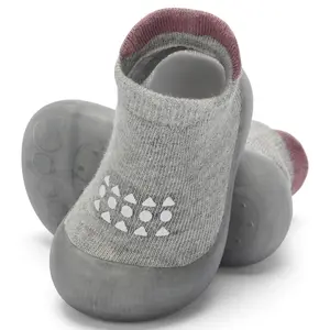 Toddler Toe-Protective High Top Sock Shoes - Memory Sole Non-Skid Grip Breathable Warm Elastic Indoor Outdoor Infant Sneakers Gray