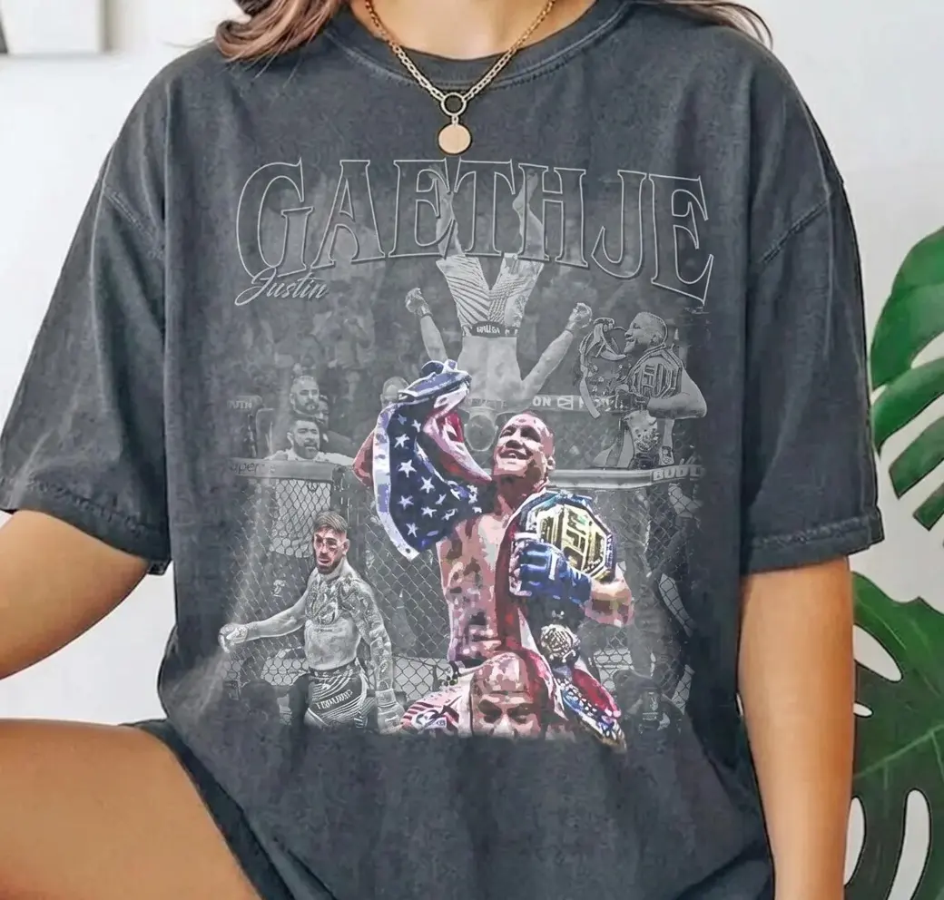 Justin Gaethje Vintage Shirt American Fighter Tshirt, Jiu Jitsu Retro Champions Fans Tee, Limited Classic Graphic Tee Sport Gift