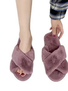 Comfortable Women's Fleece Lined Slippers, Indoor Silent Home Shoes, Soft Fluffy Bedroom Slippers for Family Use, Lightweight Wedding Slippers, Footwear