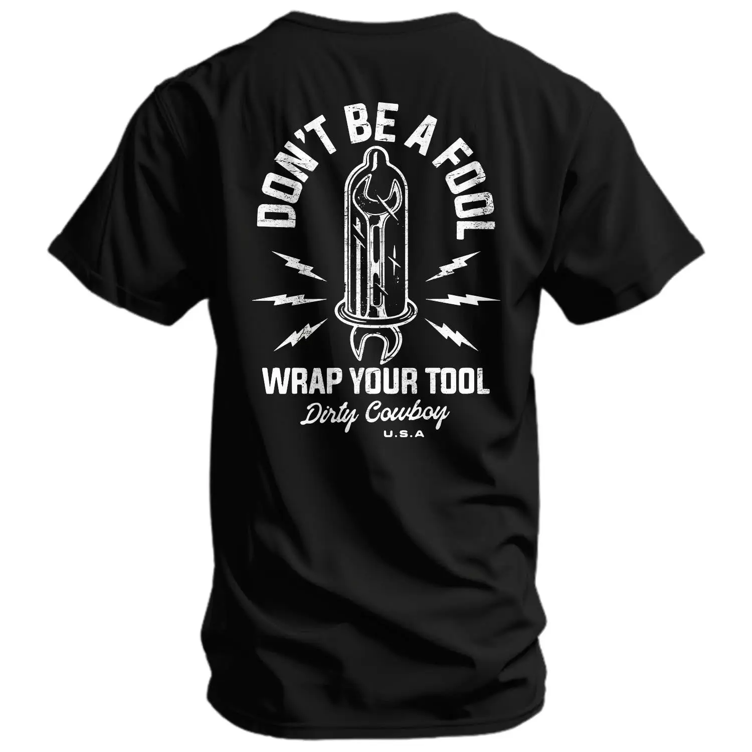 Men's Tapered Graphic Casual Shortsleeve T-Shirt - "Don't Be a Fool. Wrap Your Tool" Print, Menswear Tops