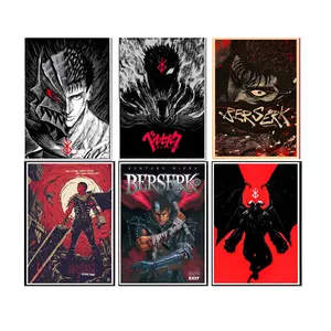 Berserk Posters 3 Piece Set Manga Art Anime Wall Print Minimalist Painting set of 6 Gallery colorful Art