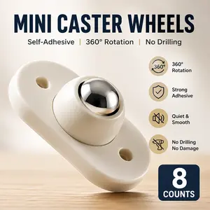 8/16/24 Counts Self-Adhesive Mini Caster Wheels | 360° Rotating Furniture Glides | Heavy-Duty & Low Noise Design | Durable Nylon Rollers for Storage Bins, Appliances & DIY Projects