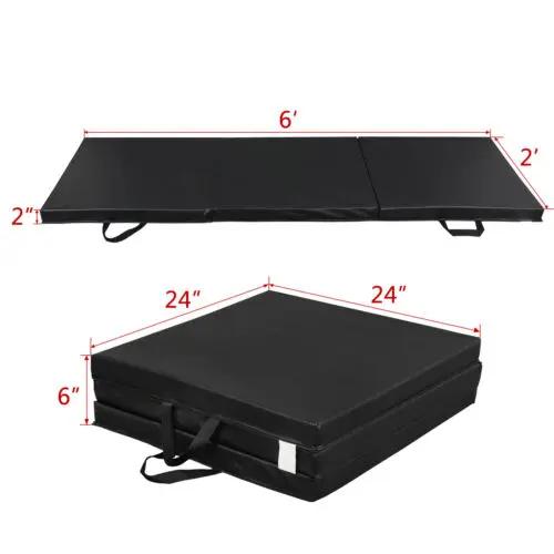 Answer E 6'x2'x2" Tri-Fold Folding Gym Exercise Mat Stretching Yoga Mat Black with Handle