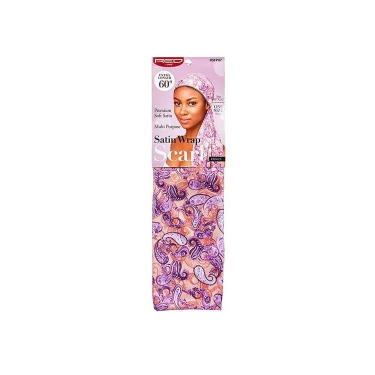 Red by Kiss Women's Paisley Print Satin Scarf - 60" Extra-Long Dual-Purpose Comfortable Fashion Accessory (HSFP) Scarf Head Wrap, Paisley Print Scarf