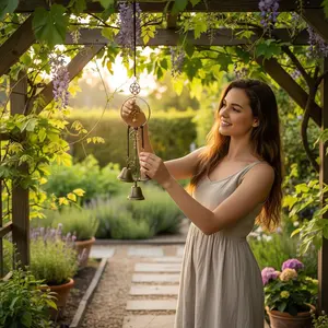 Handmade Witch Bells for Home Protection, 2026 New Witch Bells for Door Knob, Brass Wind Chimes with 3 Bells, Boho Style Door Hanging Witch Bell, Witchcraft Door Bell Decor for Home Room