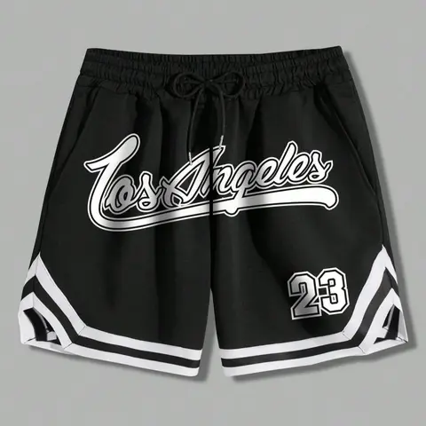 Men's Regular Fit Cartoon Print Basketball Jersey Shorts, Casual Comfy Breathable Shorts for Summer, Men's Bottoms for Daily Wear, Sportswear For Summer, Clothing