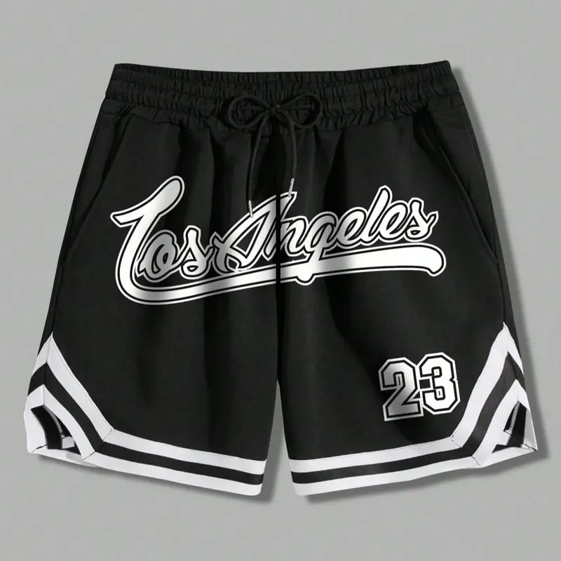 Men's Regular Fit Cartoon Print Basketball Jersey Shorts, Casual Comfy Breathable Shorts for Summer, Men's Bottoms for Daily Wear, Sportswear For Summer, Clothing