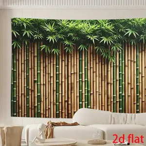2D Flat Extra Large Grove Backdrop Japanese Zen Garden Wallpaper like Decoration Green Brown Stems Self Adhesive Easy Hanging Party Banner Living Room Bedroom Office Birthday Wedding Party Decorations Banners