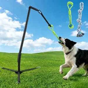 Unidevice Outdoor Tug of War Dog Toy with Reinforced Tripod Base, Muscle Building & Dental Cleaning, Adjustment Height 20-47 inch Upgraded Spring Pole, Includes 3 Chew Ropes, Interactive Tug of War Toy for Large Medium Small Dogs accessories tiktokshopspr