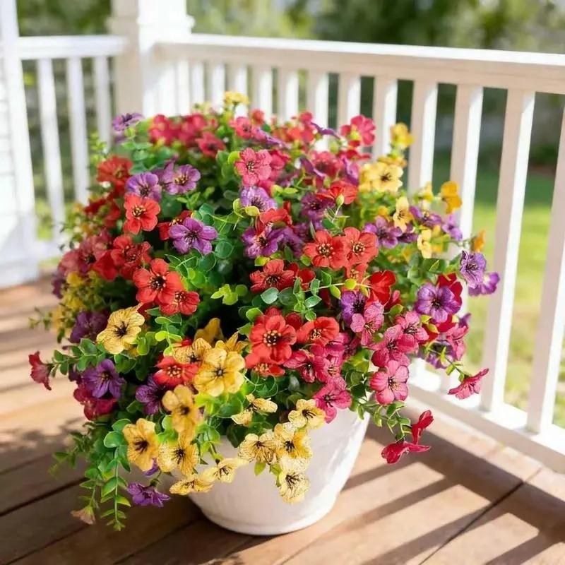 22 Inch Artificial Flower Stake Outdoor Decor | Multi-Color Garden Stakes for Yard & Lawn, UV Protected Heavy Duty Plastic, All Season Fade-Resistant Decoration (Mixed Color)
