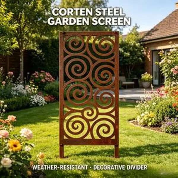 3D Rusted Metal Sunflower Garden Screen