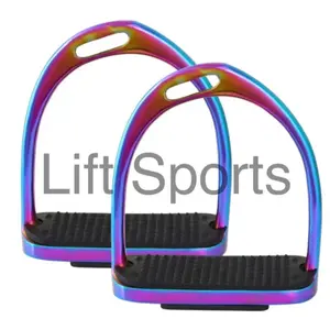 4.75 Inches Rainbow Multi Color Offset Horse Stirrups Irons Equestrian