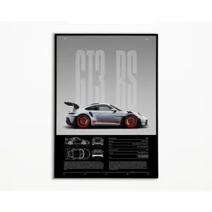 Ctc Porsche 911 GT3 RS Poster No Frame | Physical Print | Hyper Car Poster | Super Car Print | Art Print | Home Decor | Wall Decor