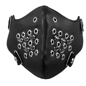 OIDEA Studded Rivet PU Leather Breathable Biker Half Face Mask for Men - Halloween Adult Masks, Punk Riding Outdoor Accessory