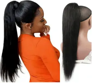 Binf Bone Straight Ponytail Human Hair Extensions Wrap Around Ponytail 100% Quick Weave Human Hair Ponytail 8-26inches Hiar Extension for Women