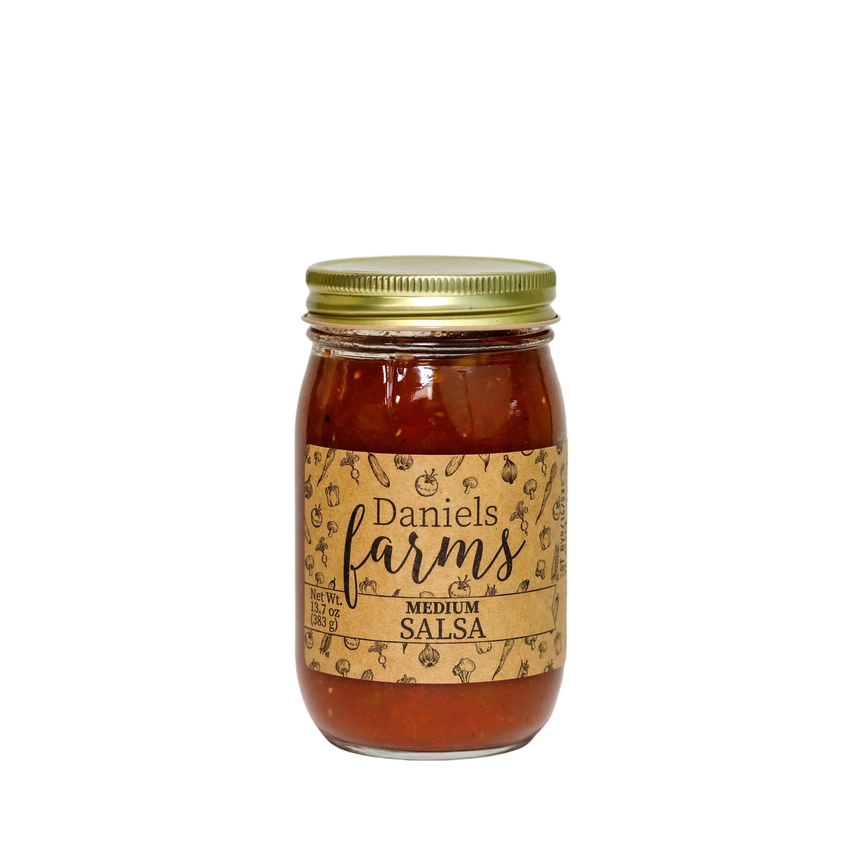 Daniels Farms Medium Salsa, Thick and Chunky, Natural Ingredients, 13.7 oz Glass Bottle, Organic Certified, No GMOs, Perfect for Appetizers or Snacks