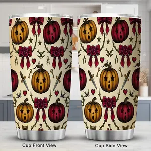 Halloween Pumpkin Face 20oz Tumbler - Spooky Cute Travel Cup with Straw & Lid for Party Favor