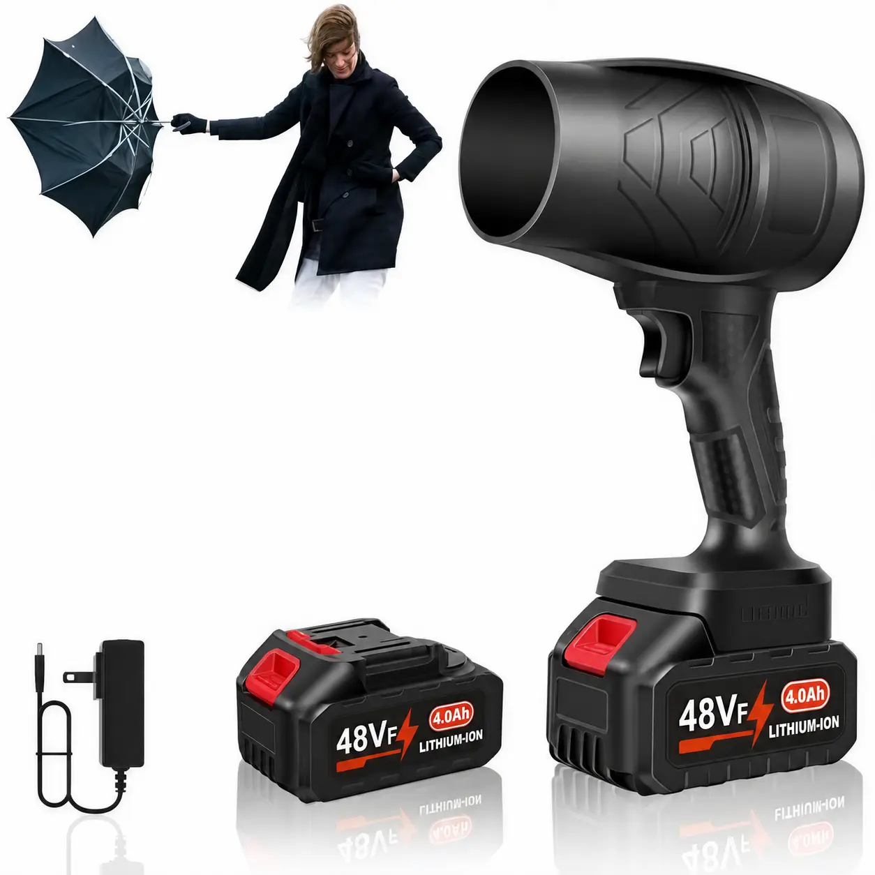 Leaf Blower Cordless, Powerful Handheld Electric Blower with 21V Batteries, Lightweight Leaf Blower for Lawn Care, Patio, Leaves, Snow & Dust Removal （Detachable lithium battery*1,Blower main unit*1,Charger*1）