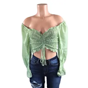 Betty Crop Top breeches crop top Smocked Cotton Polyester Shirts Womenswear