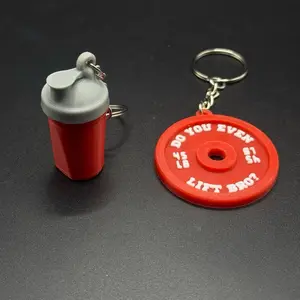 Mini Gym Duo Keychain – Shaker Bottle with Sound + 45LB Plate | Funny Fitness Gift for Gym Rats