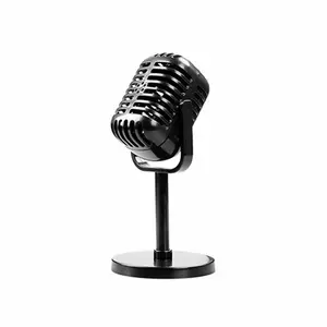 Vintage Microphone Prop Retro Fake Mic Model Live Stream Bar Decor Photo Props Ornament
