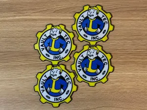 Vault Boy Fan Art Themed 3D Printed Coaster Vault Tec Set 4 with Free Holder