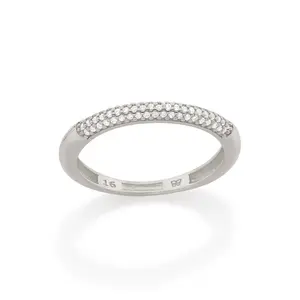 RHODIUM HALF STUDDED RING