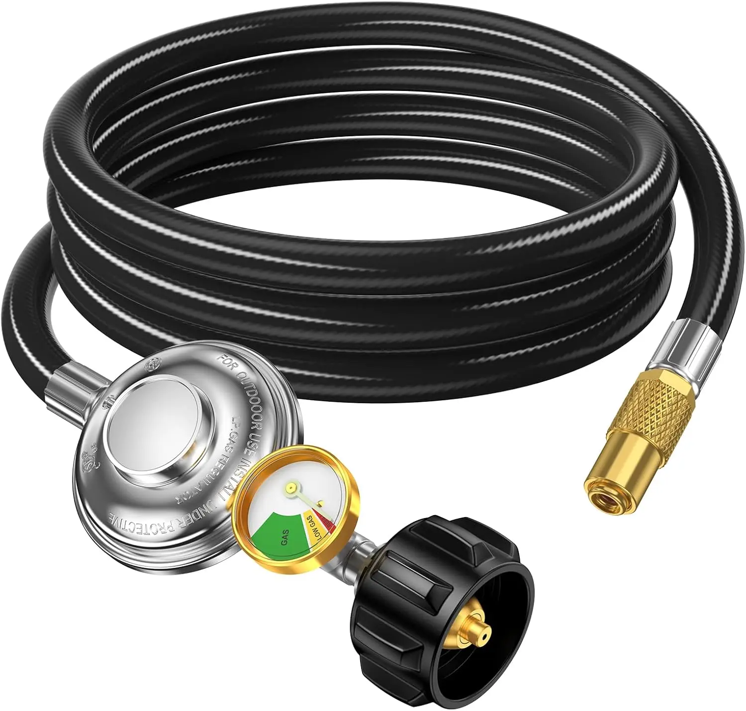 Propane Hose Adapter & Regulator Fit for Blackstone Griddle to Propane Tank, Grill Gas Regulator Line with Gauge, Fit for 17”/22” Tabletop Griddle, Pit BOSS 2 Burner Griddles,Blue Rhino Razor Griddles