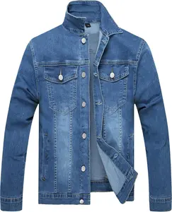 Keevoom Storm Wash Denim Jacket Windproof Technology for Men & Women Grey Coats Faux Canvas Camouflage Fashion